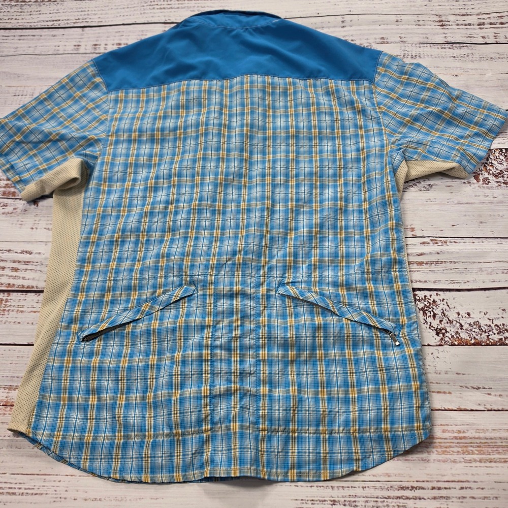 Club Ride Cycling Shirt Mens Medium Blue Plaid Good Vented Zipper Snap MTB Top - Picture 4 of 13